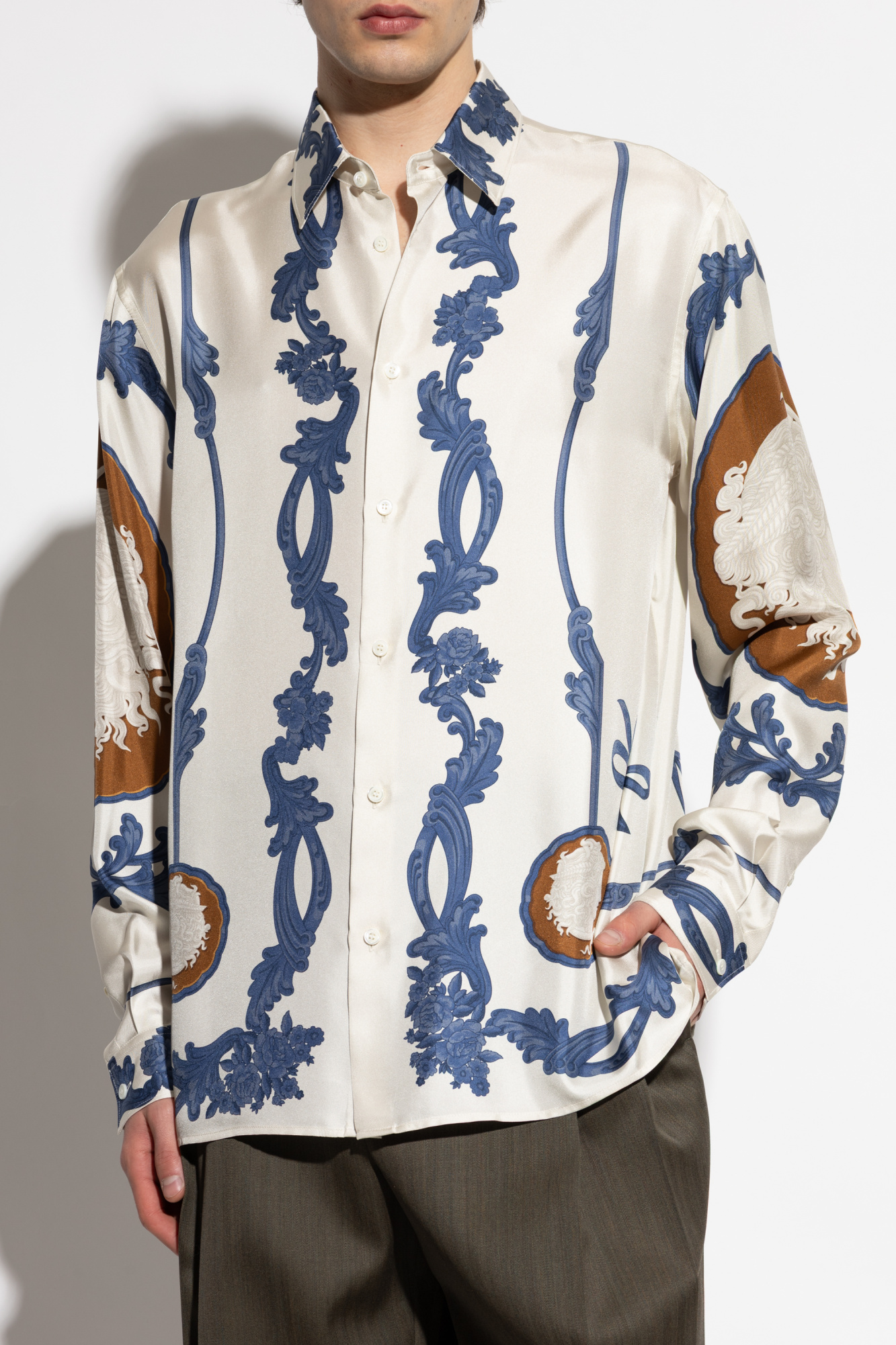 Versace Silk shirt with Medusa Cameo print | Men's Clothing